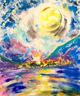 Kloster Benediktbeuern, Vollmondnacht, (Natalie Kerner, Acryl auf Leinwand, 2026).jpg