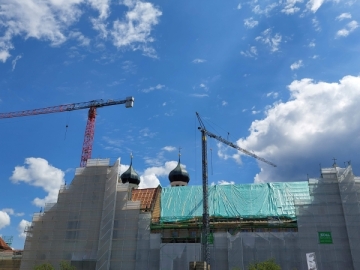 Kloster Benediktbeuern, Konventbau und Basilika, ein Jahr nach dem Hagelunwetter vom 26. August 2023
