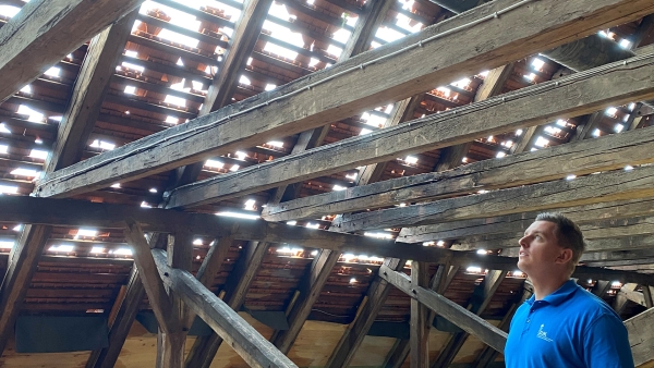Begutachtung der Schäden im Maierhof im Zentrum für Umwelt und Kultur im Kloster Benediktbeuern 