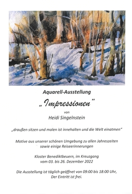 Ausstellung Impressionen von Heidi Singelnstein im Kloster Benediktbeuern 2022